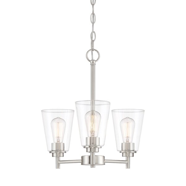 Designers Fountain Westin 3 Light Modern Satin Platinum with Clear Glass Shades Chandelier For Dining Rooms 95783-SP - main